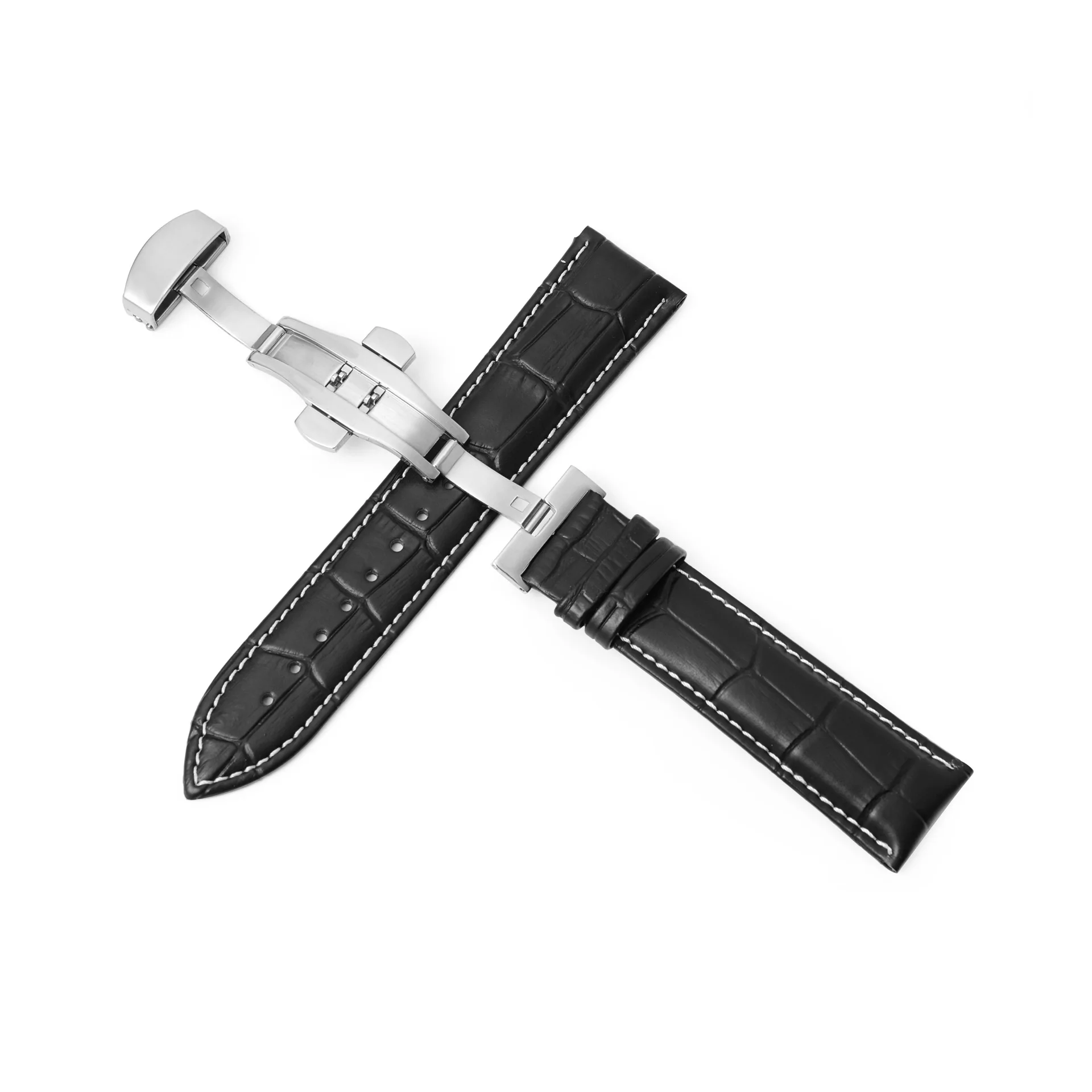 

UTHAI Z09 Watchbands 12-24mm leather Double press butterfly buckle Band Watch accessories high-quality Bracelet 20mm 22mm