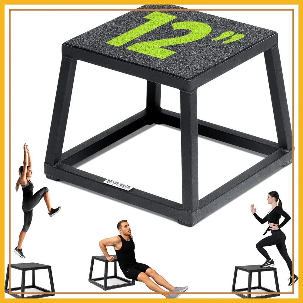 

Steel Plyo Box 12-18-24 Inch, Anti-Slip Plyometric Jump Box for Home Gym Conditioning and Strength Training, Sold Individually