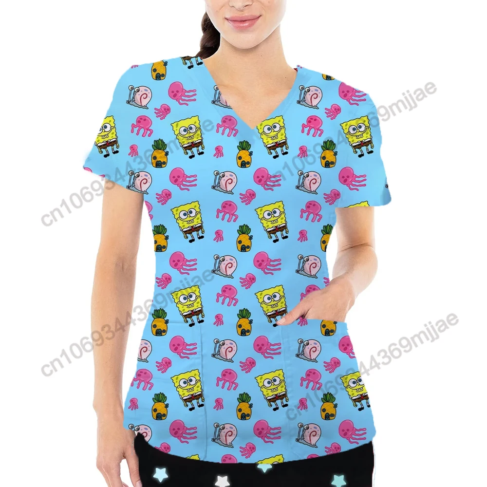 

2024 Summer New V-neck Pocket Comfortable Women T-shirts Womens Clothing Y2K Style Woman Clothes Women's T-shirt Graphic Tee