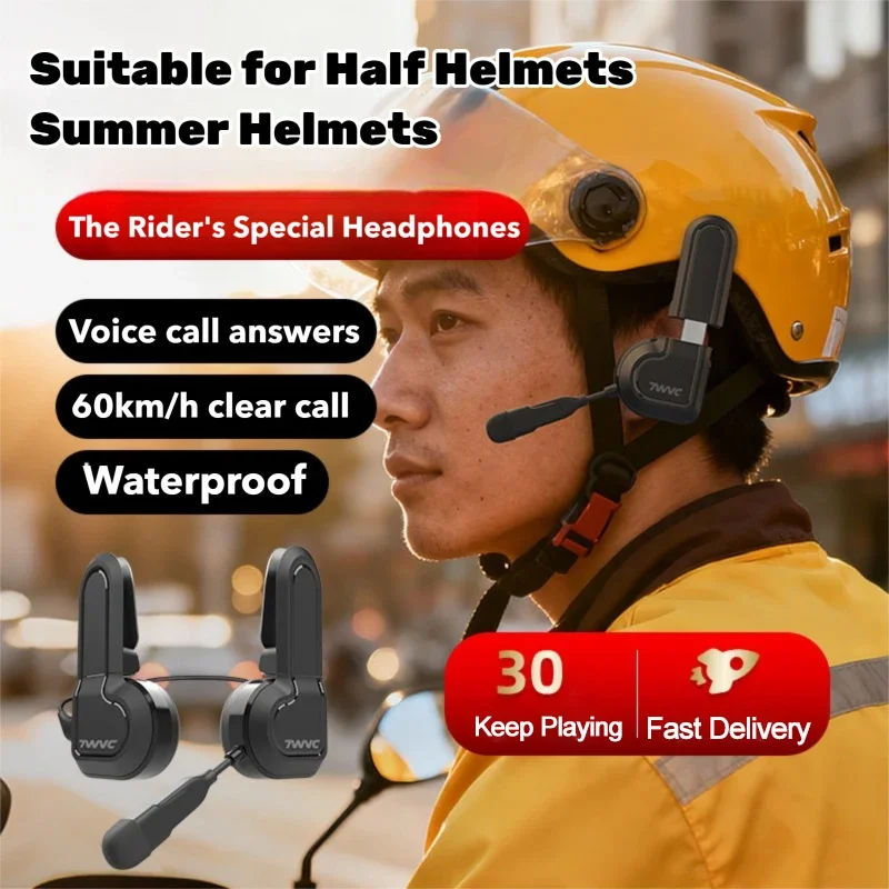 Motorcycle Bluetooth Headset Wireless Stereo Moto Helmet Headphones Music Player Handsfree Earphone with Clip Holder