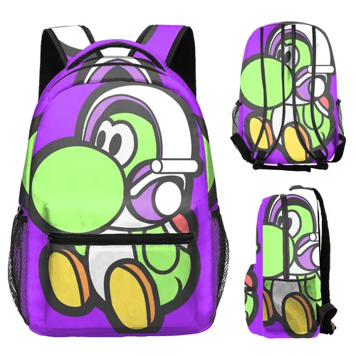 Imagen 2 del producto Mochila Harajuku Popular y divertida con dinosaurio Yoshi para estudiantes, mochilas para Notebook con estampado 3D Oxford, mochilas de viaje impermeables para niños y niñas