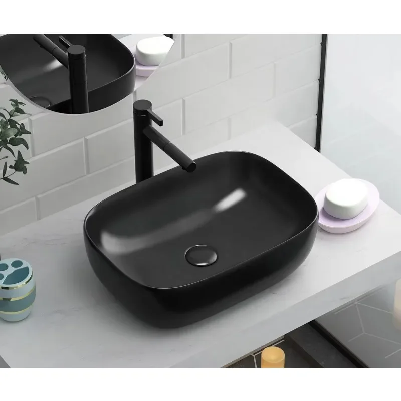 

Матовые черные керамические раковины для ванной комнаты, одинарные, прозрачные, из полимерной смолы, для установки на столешницу