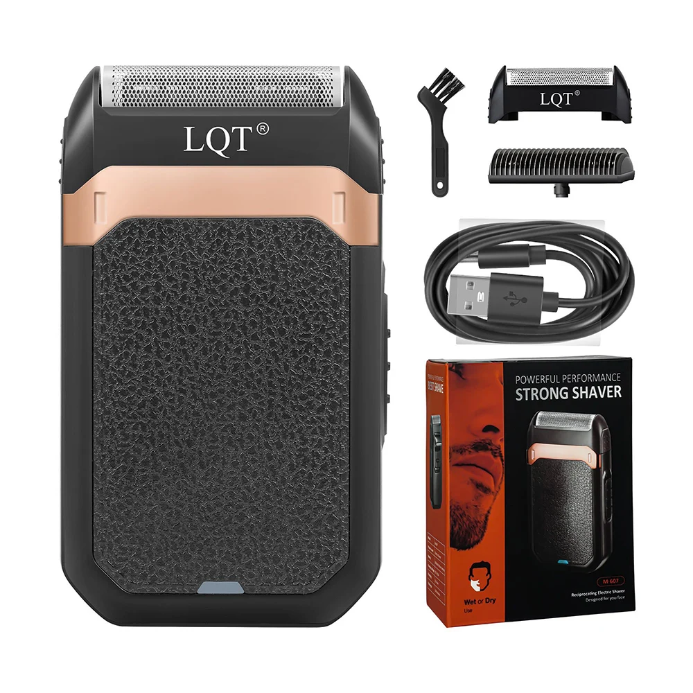 LQT Portable Reciprocating Electric Shaver USB Rechargeable Men Beard Trimmer Barber Finishing Razor with USB Cable