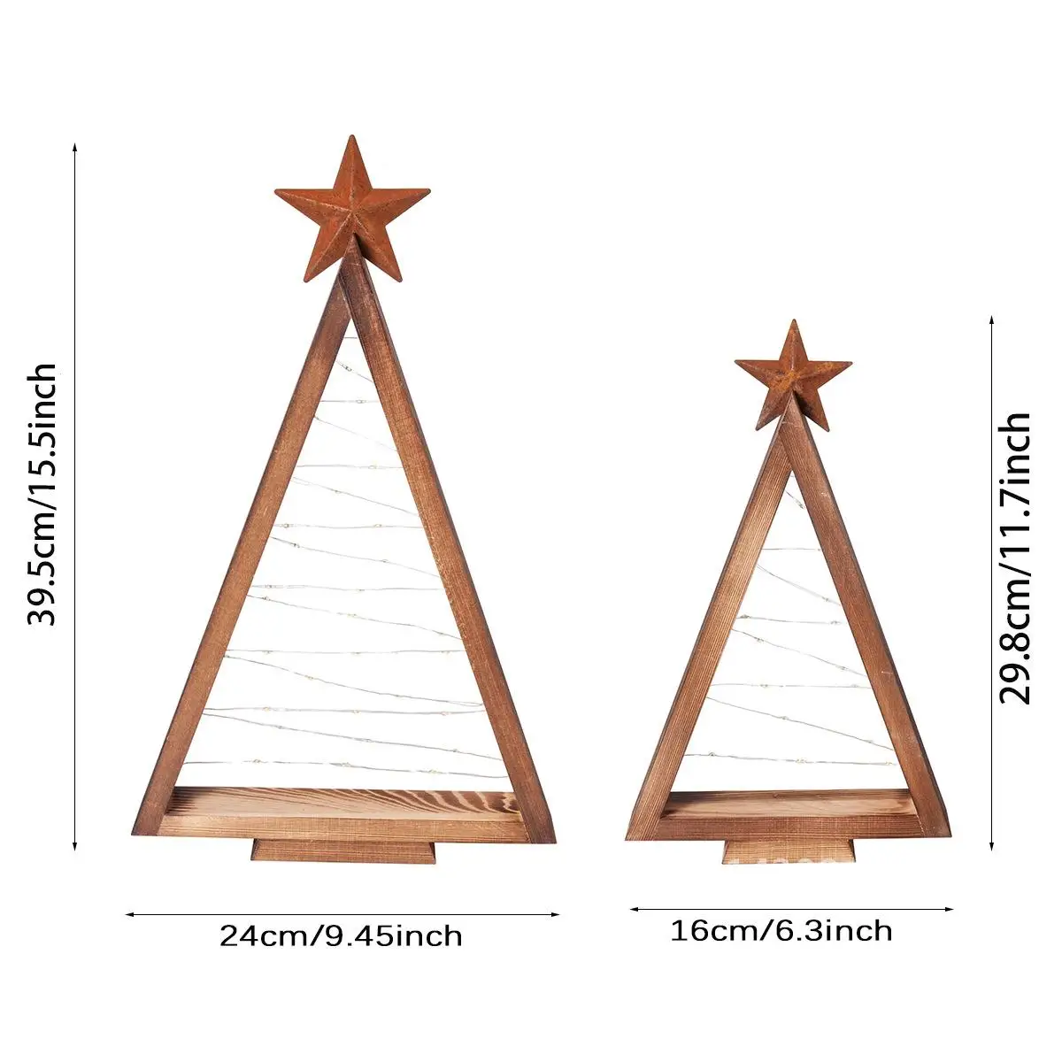 

Wooden luminous Christmas tree decorative ornaments solid wood triangle with light string ornaments home atmosphere decoration