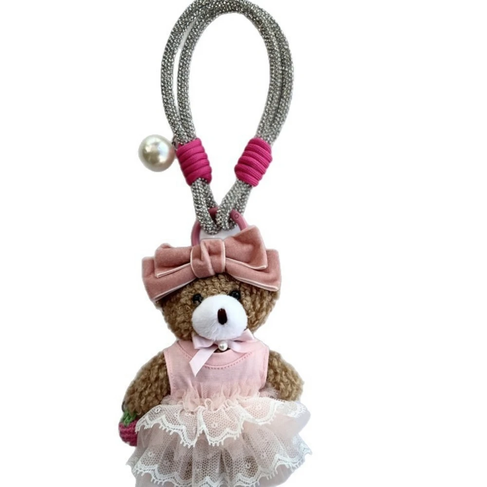 Korean version of the original handmade cute sarong bear bag pendant mobile phone rope colour rope doll pendant dolls