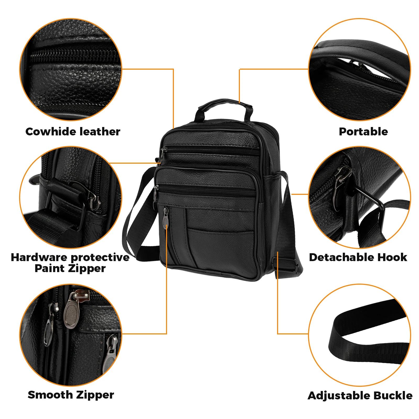 Leather Shoulder Bag Men Small Crossbody Backpack Shoulder Bag Business Messenger Bag Large Capacity Leather Chest Bag Daypack