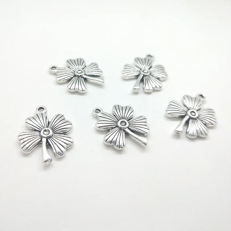 New Fashion 10pieces/bag 23*18mm Zinc Alloy Four Leaf Clovers Charms Pendants DIY Necklaces Bracelets Jewelry Accessories