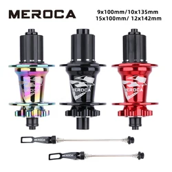 MEROCA Bicycle Hubs 5 Bearing Mountain Bike Hub 32 Holes For 8/9/10/11 Speed Disc Brake Hub Thru Axle/Quick Release Six Pawls