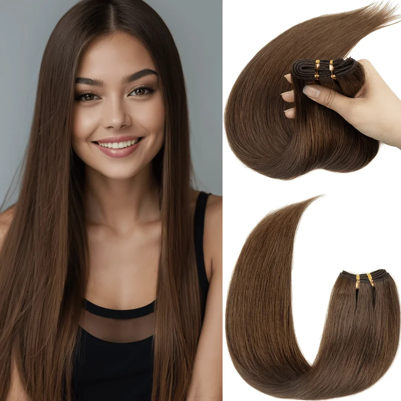 Women Weaving Human Hair Bundles Remy Natural Straight Sew In Extensions Comfortable Soft Texture Create Voluminous Shiny Hair 50g