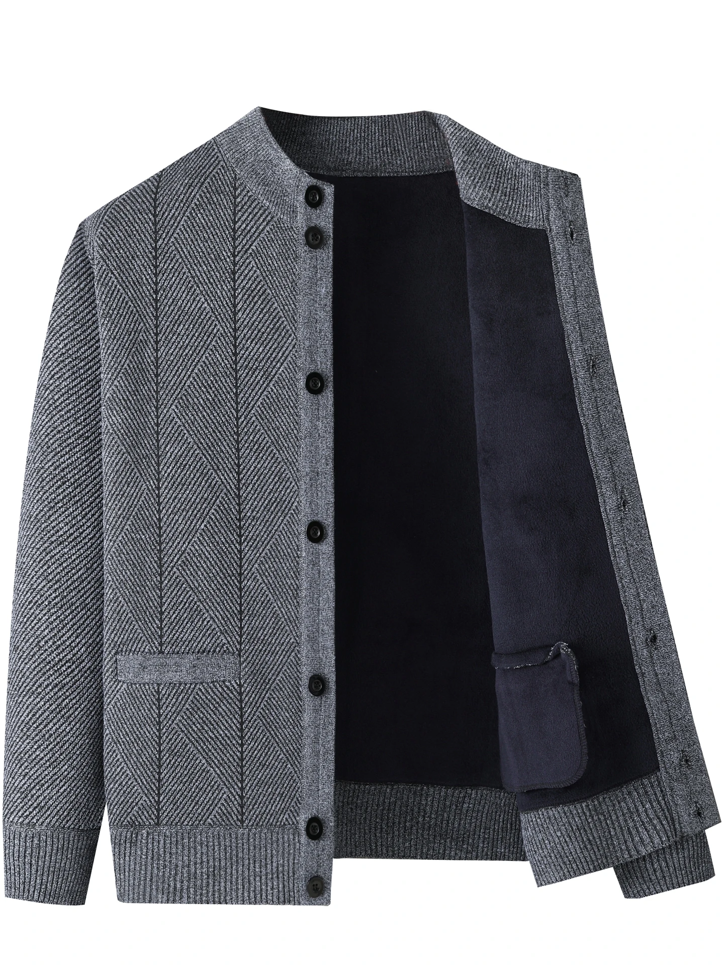 

Men's Fce Lined Thi Knit Sweater Dad Sle andpa Coat Casual Winter Outerwear for Middle-Aged And ly