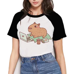 Capybara T Shirt Women Kawaii Tops T-shirt Funny Capibara Fashion Harajuku Tees Tshirt Female Clothes Fashion kawaii Y2k 90s