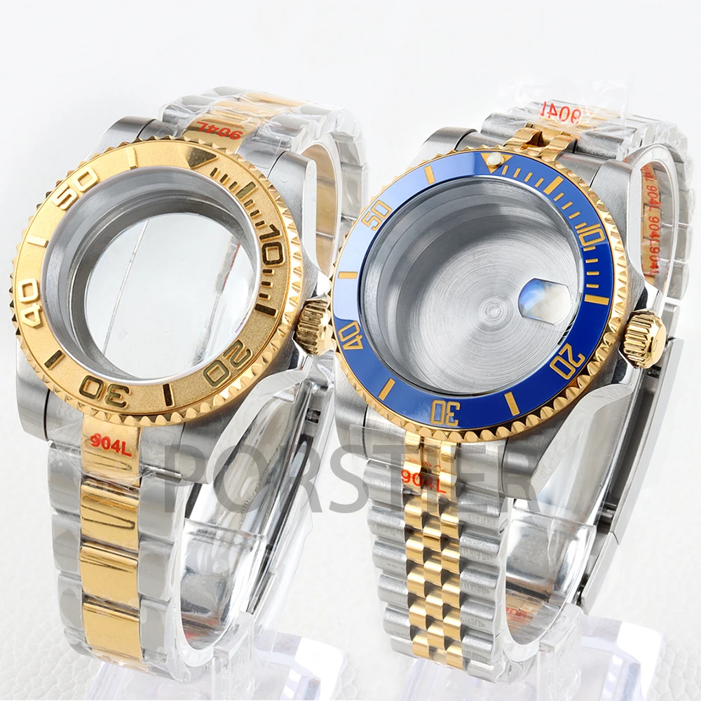 Gold NH35 Watch Case 40mm Sapphire Glass for Seiko NH34 NH35 NH36 NH38 Movement SUB GMT Yacht-Master Jubilee/Oyster Bracelet