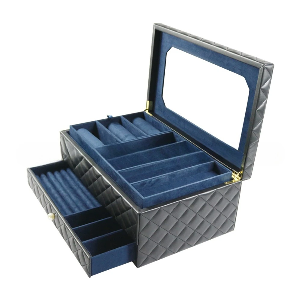 PYH high-end multi-functional PU leather jewelry storage box, oversized ring pendant, jewelry storage box