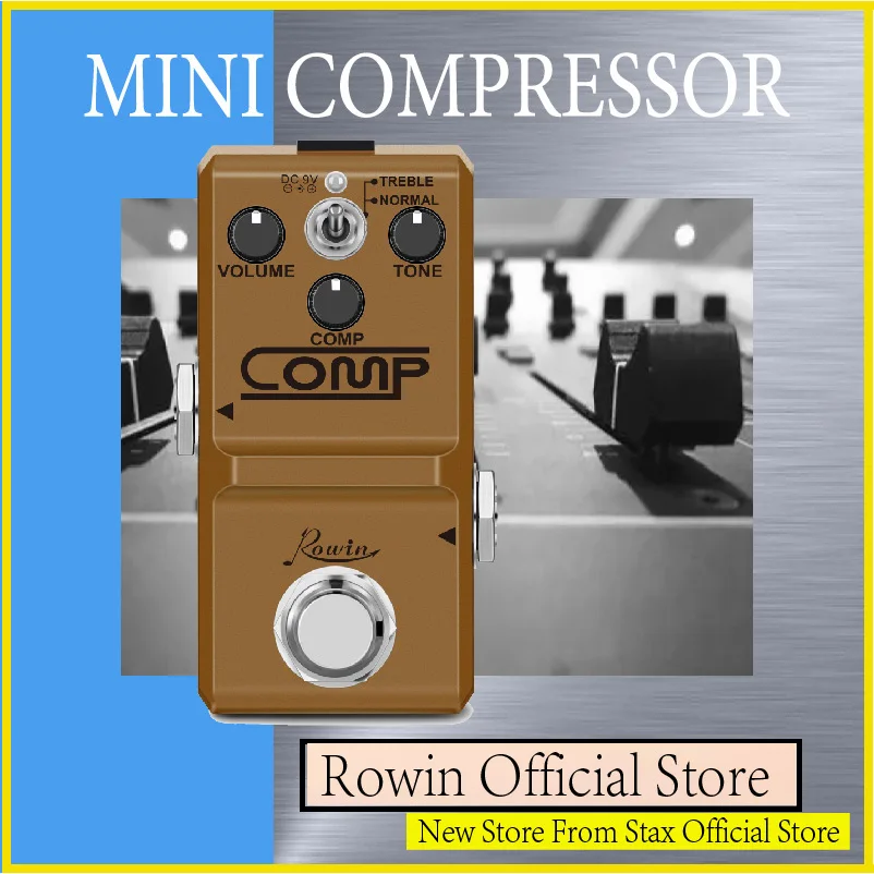 Rowin LN-333 Analog Mini Opto Compressor Box Guitar Compression Pedal for Electric Guitar BASS Full Metal Case True Bypass