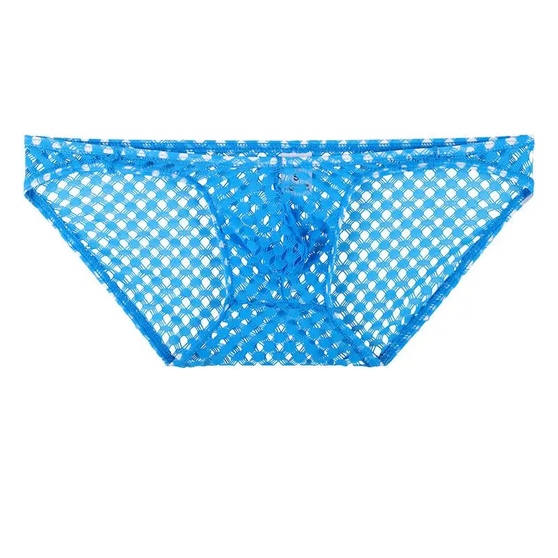 Large Mesh Men's Underwear Japanese Sexy Gay Hollow Semi-transparent Bikini U Convex Breathable Fishing Net Triangle Pants Male