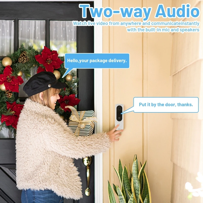 Smart Wireless Video Doorbell Remote Monitoring Two-way Intercom PIR Motion Detection Infrared Night Vision Security Door Camera