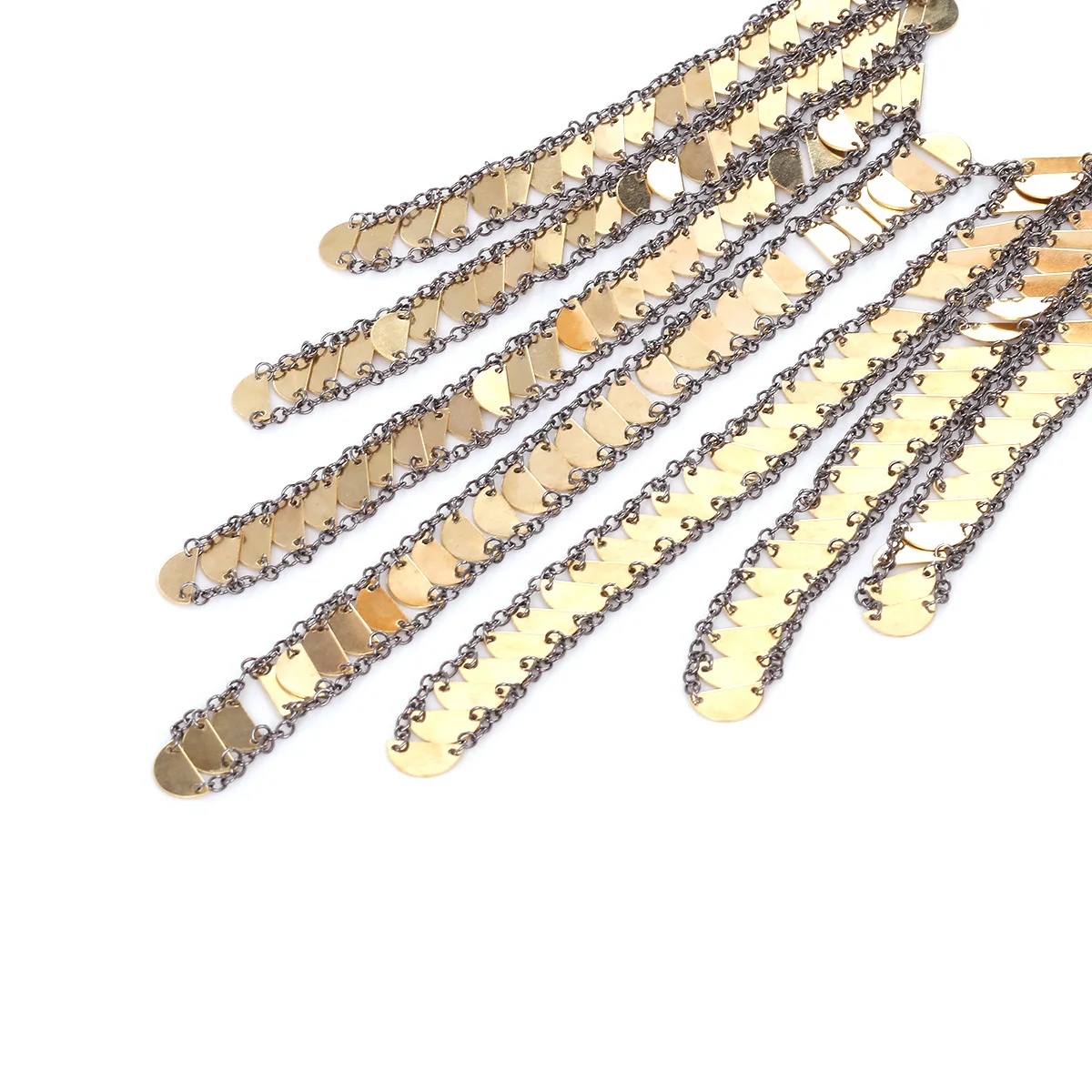 New ZAA Personality Design Round Metal Sequin Waterfall Tassels Necklace for Women Holiday Party Jewelry Gifts