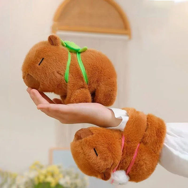 Rytanda Capybara Clap Circle Toys Slap Snap Wrap Plush Doll Originality interaction Wristband Bracelet Bicycle Accessorie Gift