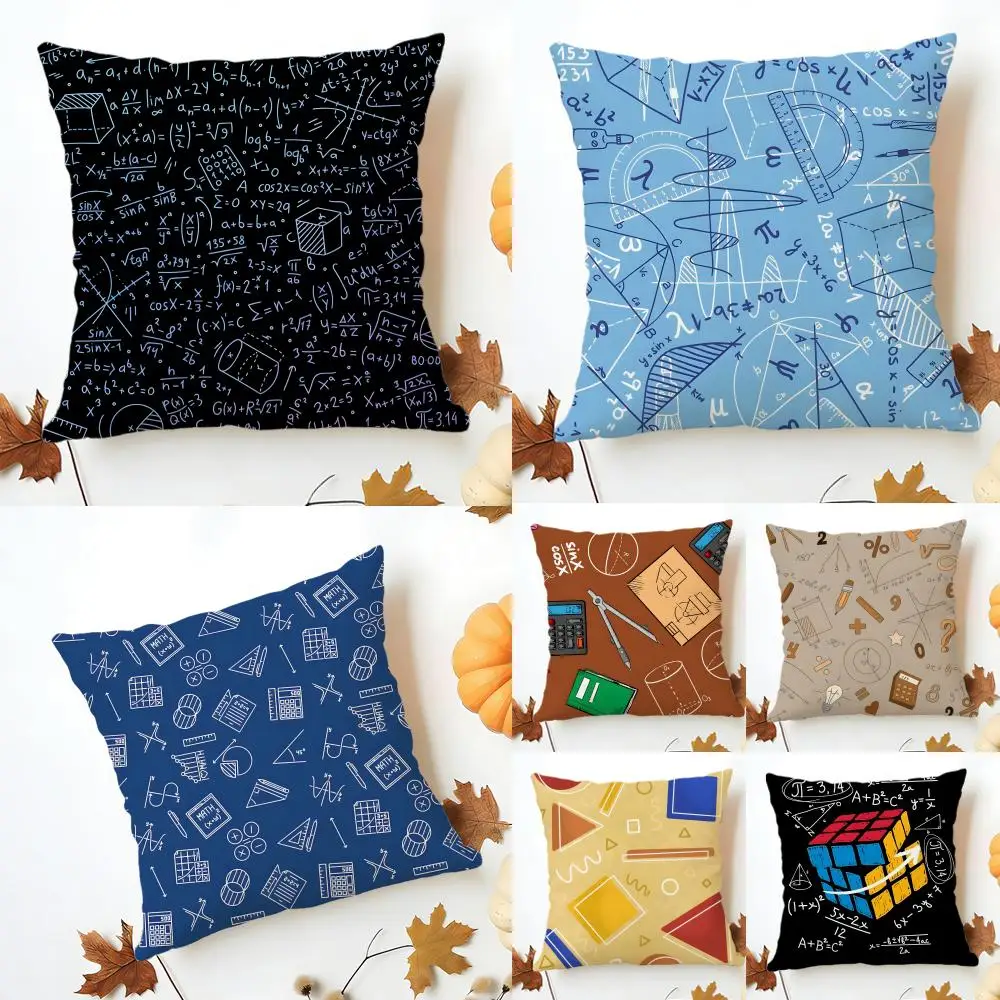 Fashion Logical Art Mathematics Cushion Cover Washable Linen Pillowcase Soft  for Sofa Bed Cozy Home Room Decor