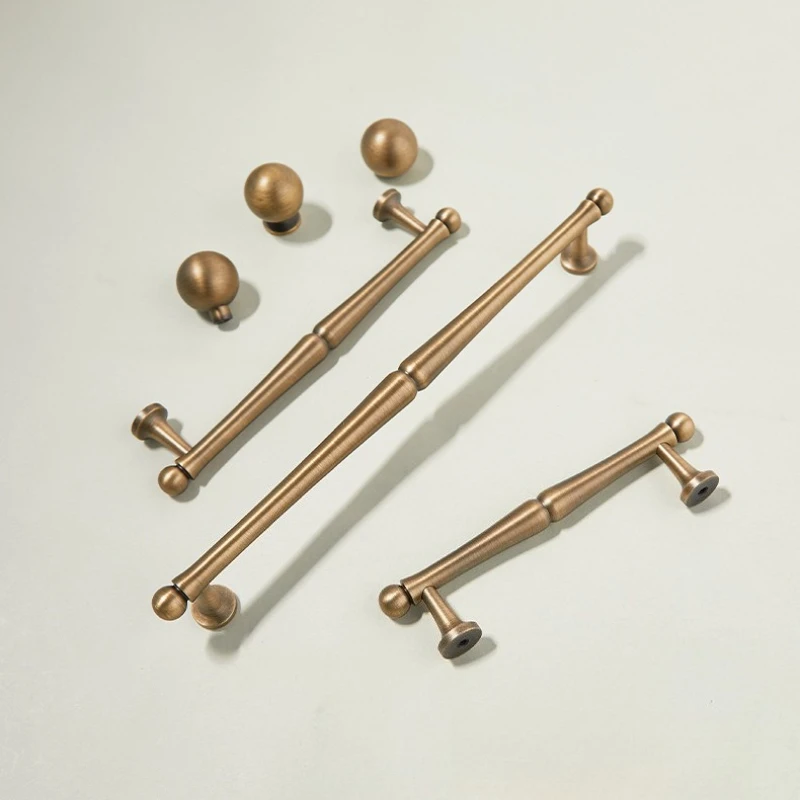 Simple Classical Round Ball Shoe Cabinet Handle Antique Drawer Knob Creative French Brass Cabinet Handle Retro Wardrobe Handle