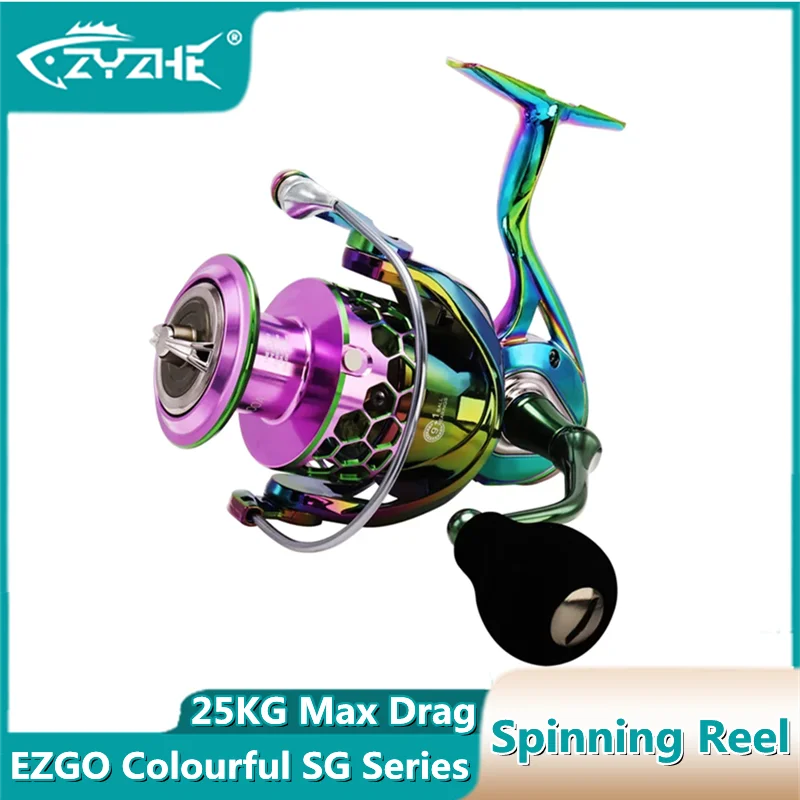 

ZYZ EZGO Colorful SG Series Spinning Fishing Reel 9+1BB Metal Anti-Corrosion Saltwater Long Throwing Sea Fishing Wheel Tackle