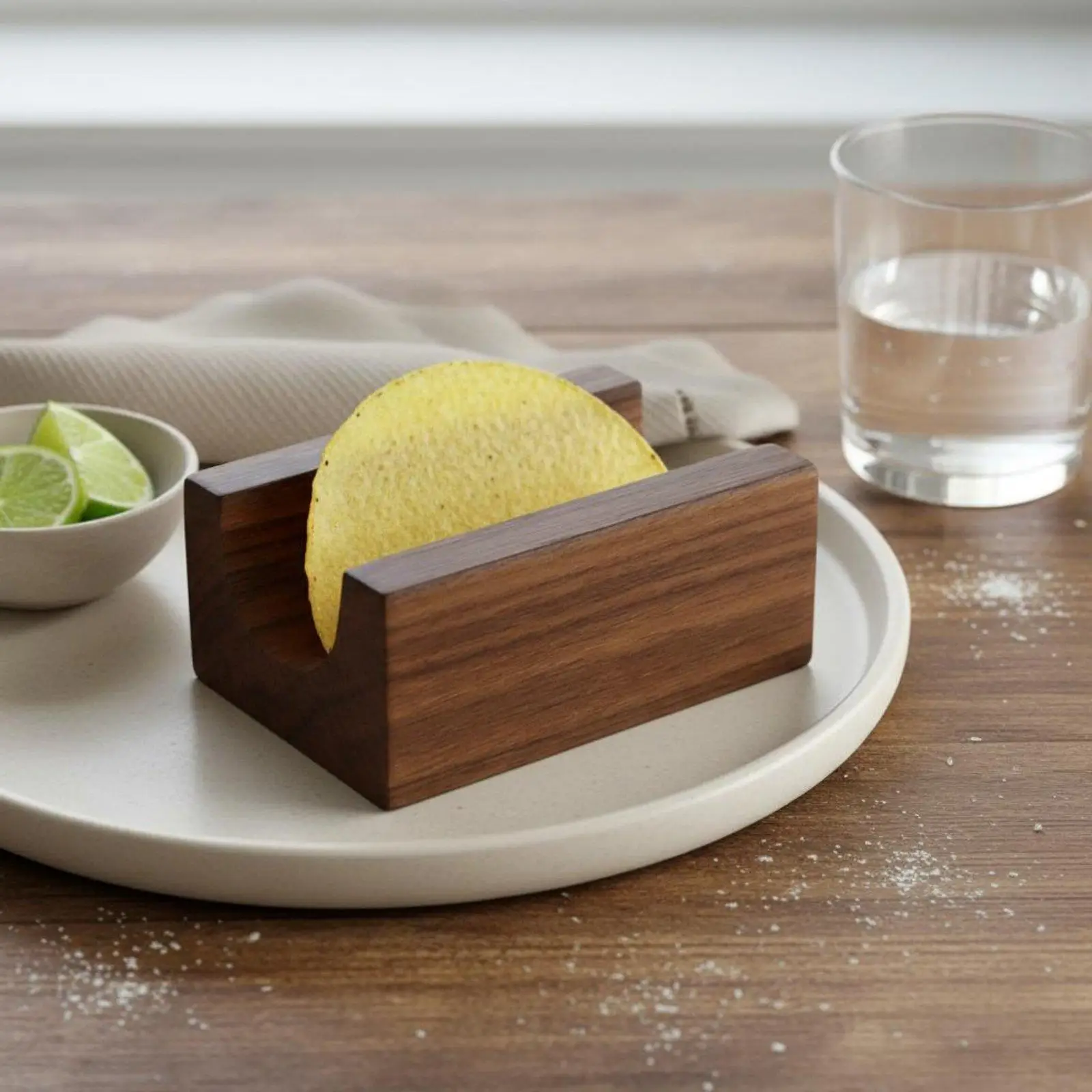 U-Shaped Taco Stand Multifunctional Wooden Sushi Holder Natural Wood Material