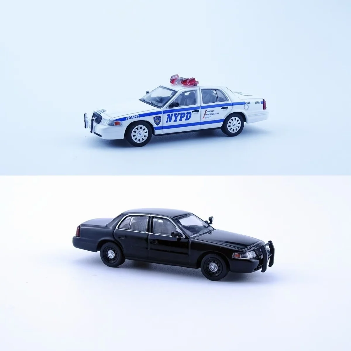 Mini 1/64 Ford Crown Victoria & NYPD New York Police Car set modello di auto in lega bianca/nera