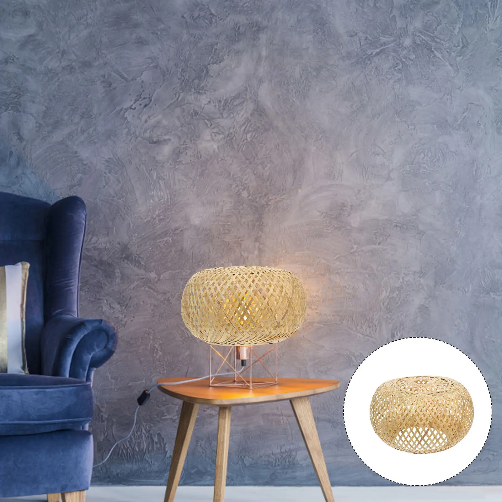 

1Pcs Bamboo Woven Lampshade Decorative Hanging Light Cover Indoor Room Lamp Cover Accessory Warm Lighting