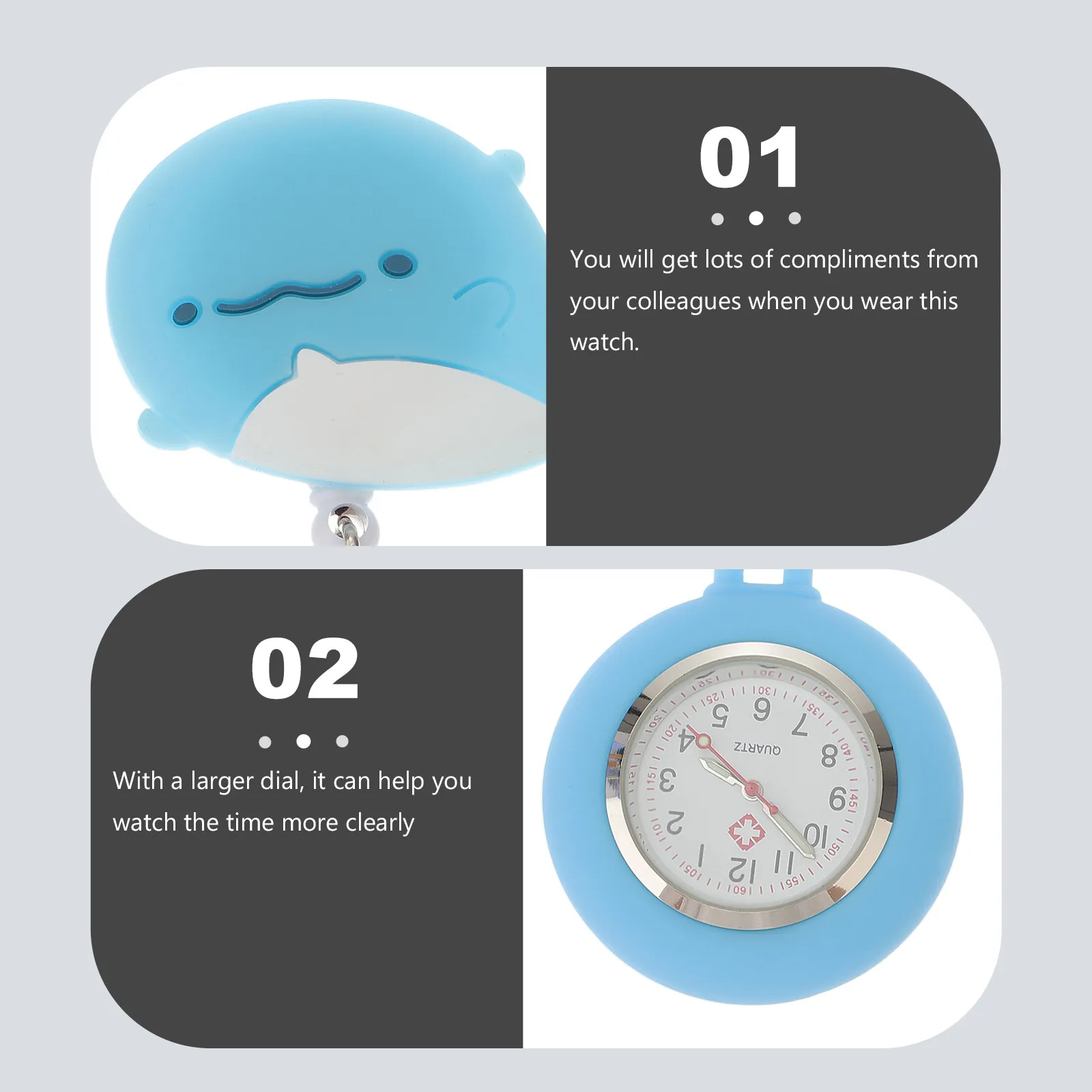 

Часы-брелок для медсестер, выдвижные, в мультяшном стиле, с клипсой, для больниц, школ, офисов, работы, с прозрачным циферблатом, эргономичный дизайн, ночное видение