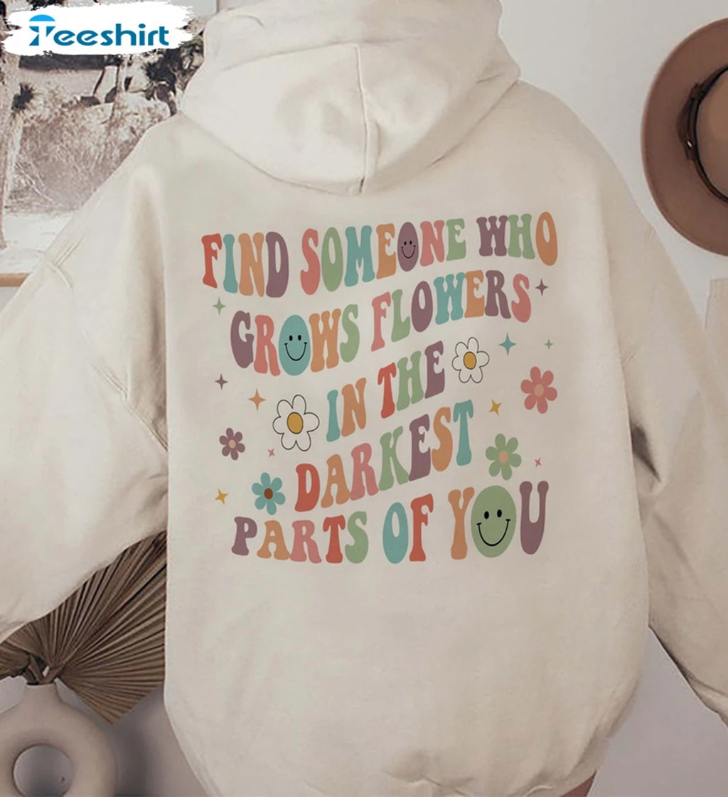 

Kpop Autumn Winter European Slogans Letter Plant Flowers in Your Darkest Place Pullover Top Coat Women Man INS WARM Y2k Hoodie