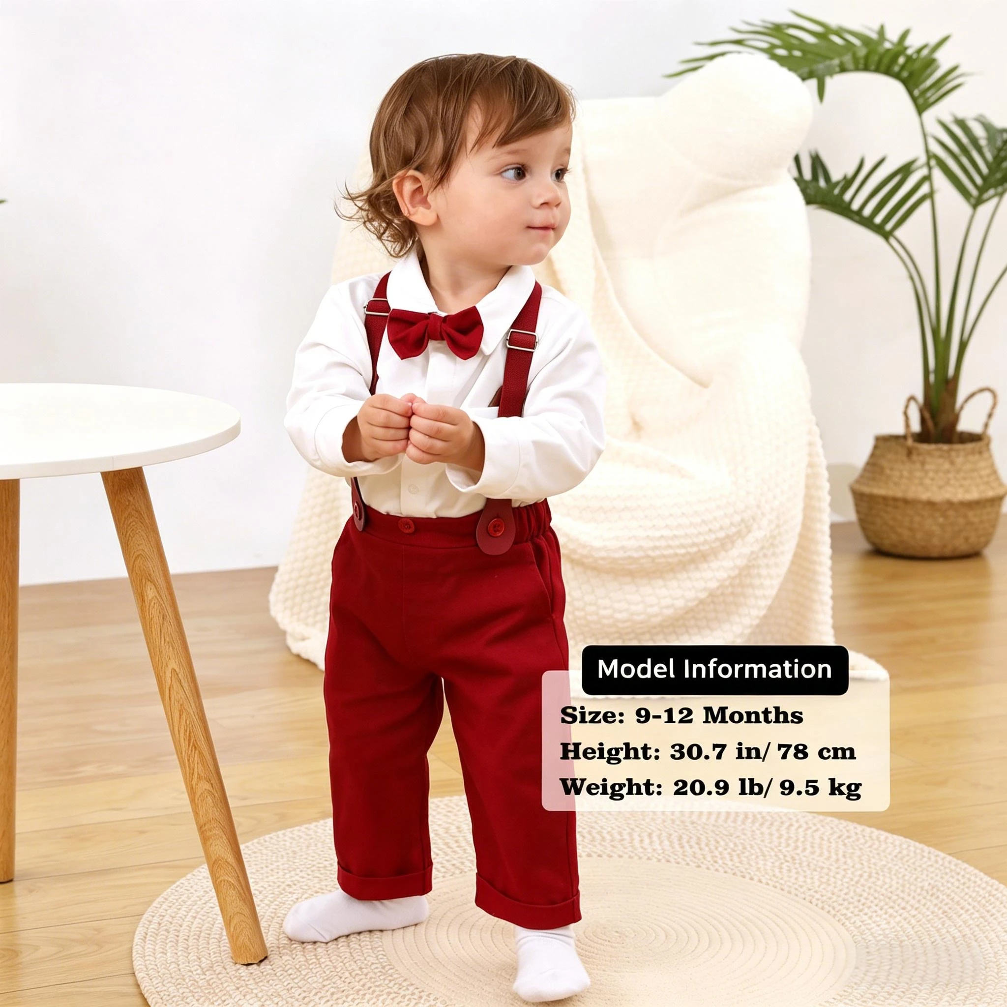 Christmas Outfit Baby Boy Clothes Infant New Year Party Gift Toddler Suspender Formal Suit Set Newborn Xmas Red Green Plaid 2PCS
