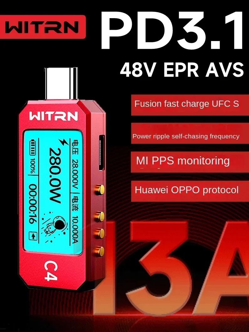 C0+/C4 tester USB voltage and current meter 28V tester PD3.1