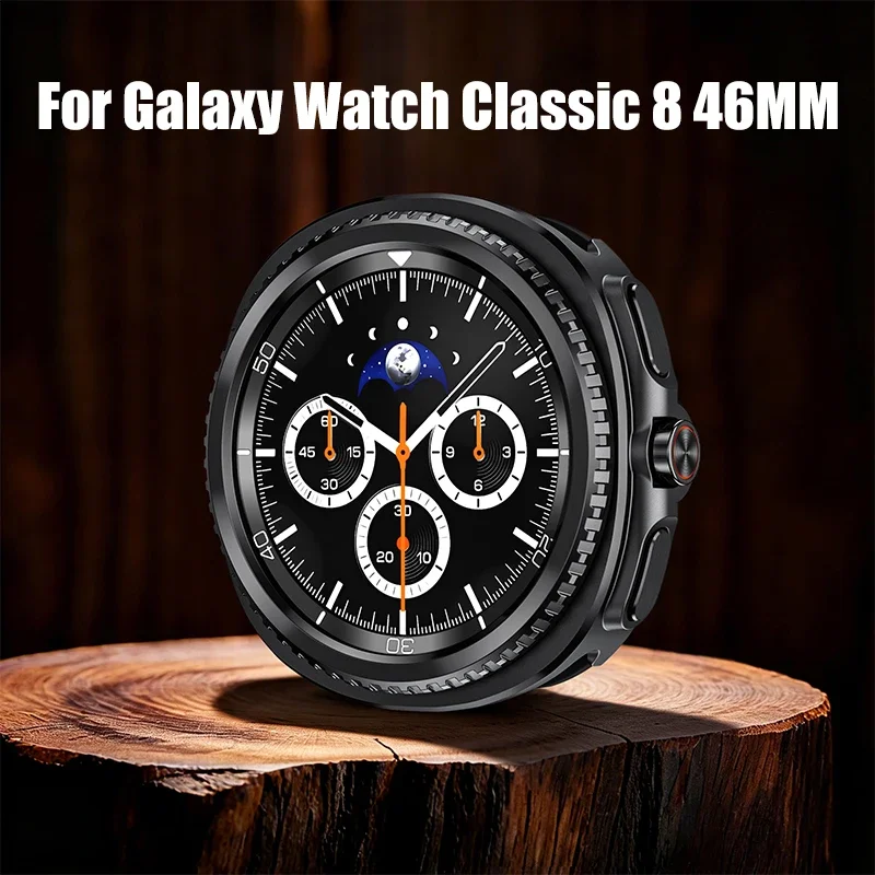 For Samsung Galaxy Watch8 Classic 46mm Zinc Alloy + PC Watch Case Rotating Bezel Protective Cover Overall Protective Cover