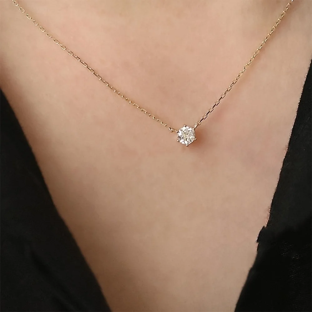 1pc Elegant Imitation Zircon Pendant Necklace, Dainty Silvery Clavicle Chain Jewelry  Anniversary/Birthday Gift Beautiful Style