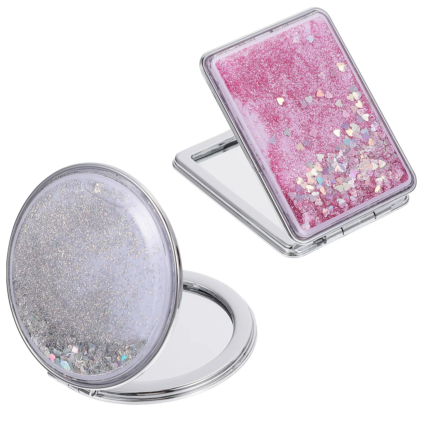 2Pcs Double-Sided Foldable Compact Makeup Mirrors Portable Mini Mirror Slim Lightweight Pocket Vanity Mirror Outdoor