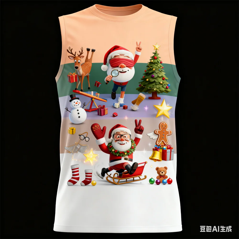 

Men's Sleeveless Merry Christmas T-Shirt Santa Claus pattern men women tank tops Quick drying T-shirt t shirt for man men's vest