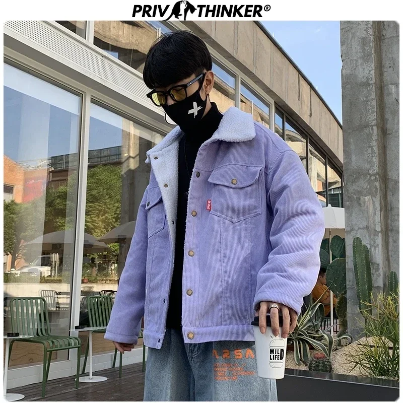 Privathinker Men 2020 Autumn Winter Thicken Warm Corduroy Jackets Men's Outwear Hip Hop Coat Male Teen Casual Jacket Colorful