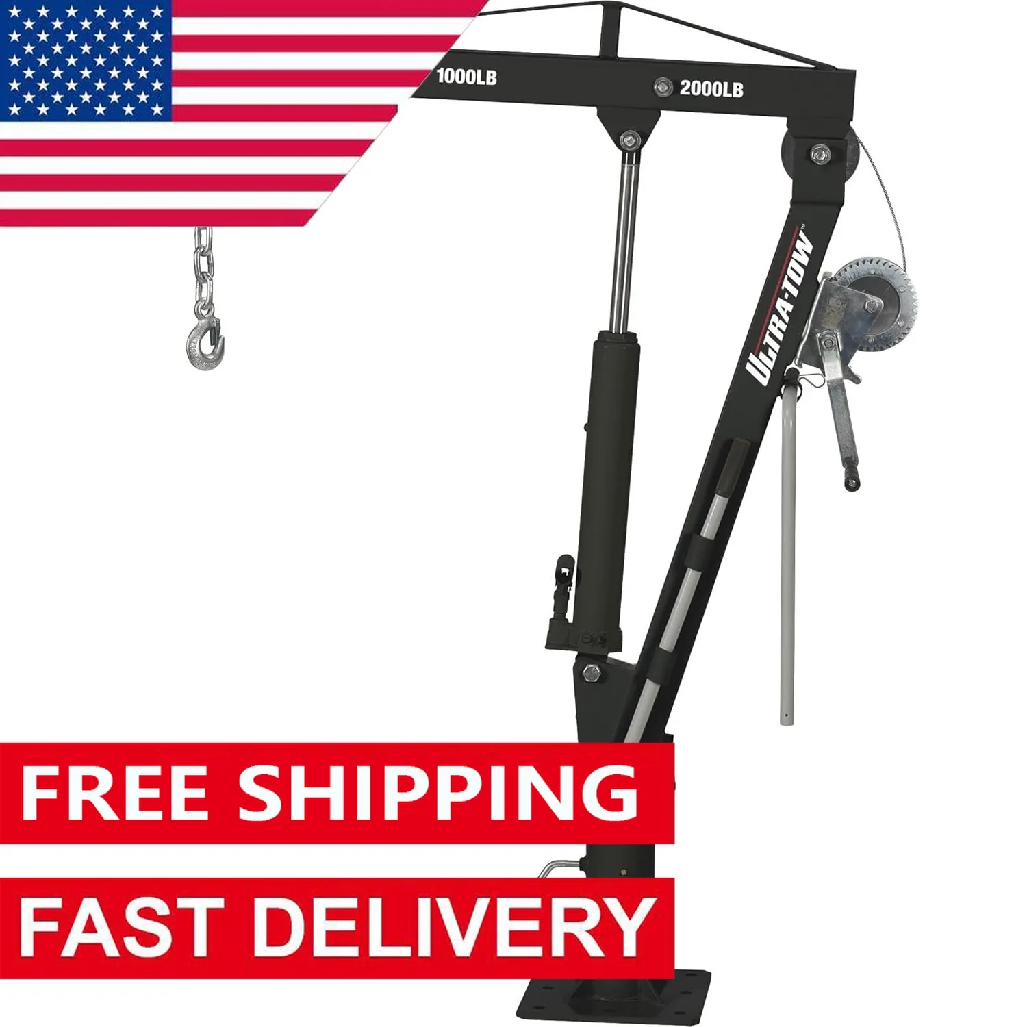 

Hydraulic Pickup Truck Crane with Hand Winch - 2000-Lb. Capacity