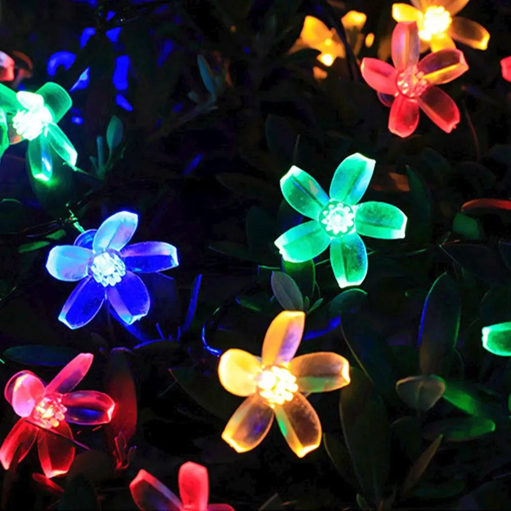 عالية الجودة 5 متر/7 متر/12 متر الشمسية مصباح حديقة زهر الكرز 20/50/100LED الجنية سلسلة أضواء ديكور منزلي للحفلات زهرة الإضاءة #3