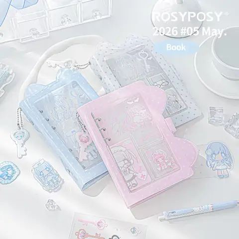 MINKYS Kawaii Pink/Baby Blue A6 Binder Cat Ear Planner Notebook Korean Cute Girl Polka Dot A6 Binder Notebook Diary Journal
