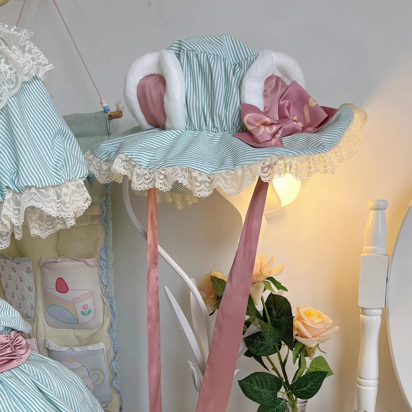 NONSAR Lost Cherry Lolita Original Design Hazelnut Sea Salt Bear Ribbon Hats Hand Sleeves Lolita Accessories