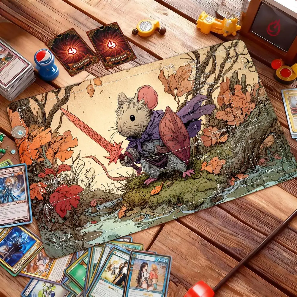 Retro-style rat adventurer Magic Card Battle Mat TCG Playmat Anti-slip Base 35X60CM gathering gaming mats Board Game Mat for TCG