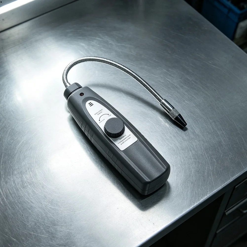 Leak Detector for Automotive HVAC Systems Detecting Halogen with Adjustable Sensitivity and Compact Portable Design