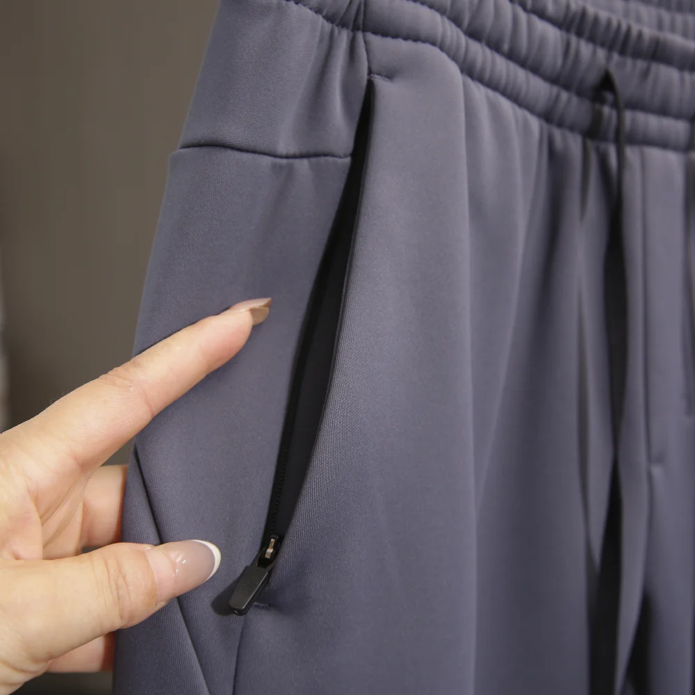 Męskie spodnie codzienne Thiened Fce na jesień i zimę, ciepłe, nie powiększające się, z prostymi nogawkami, spodnie rekreacyjne z włókna poliestrowego, odzież codzienna.