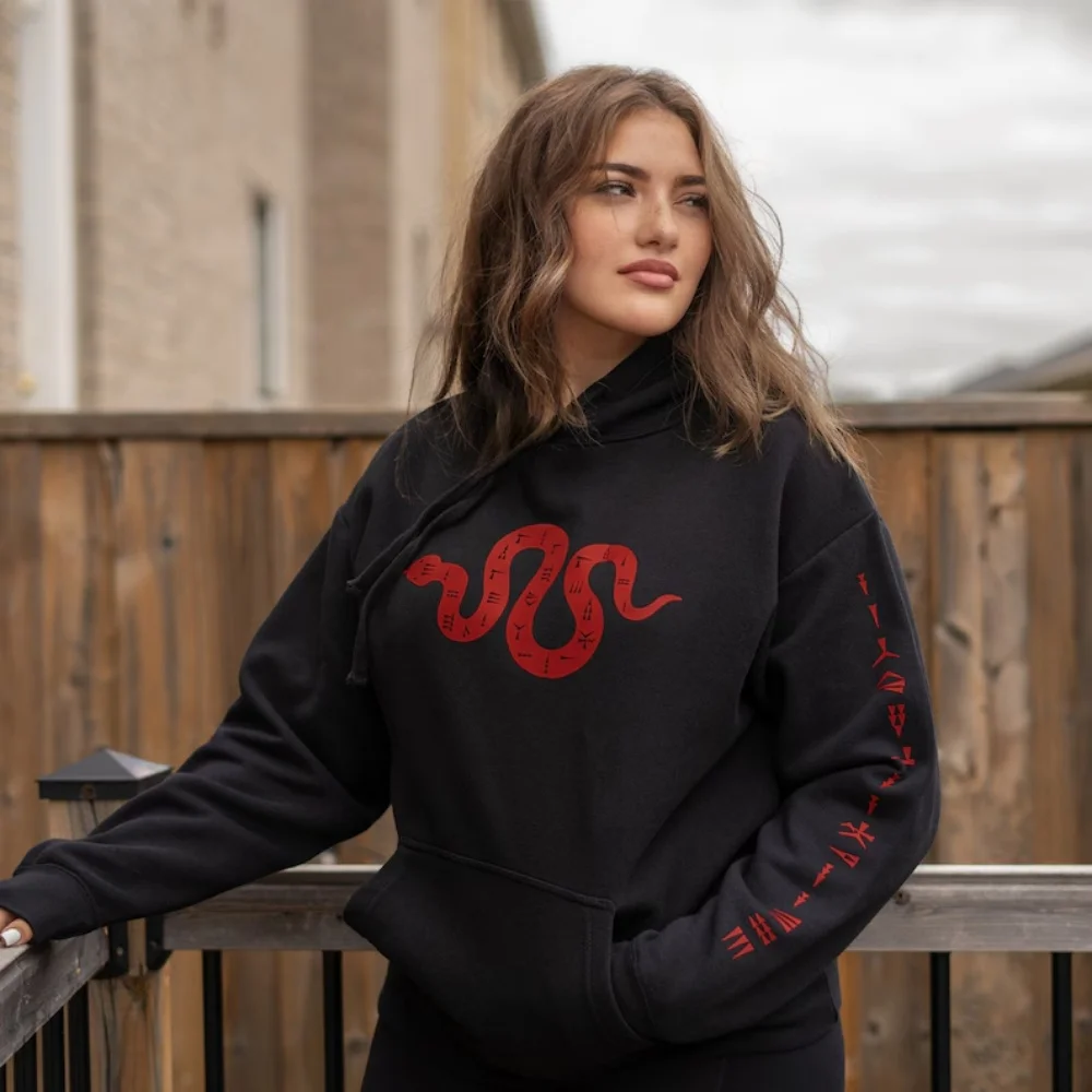 

Red Snake Hoodie – Sumerian Writing 3D Design, Unique Ancient-Themed Hoodie for Style Enthusiasts on Daily Outings