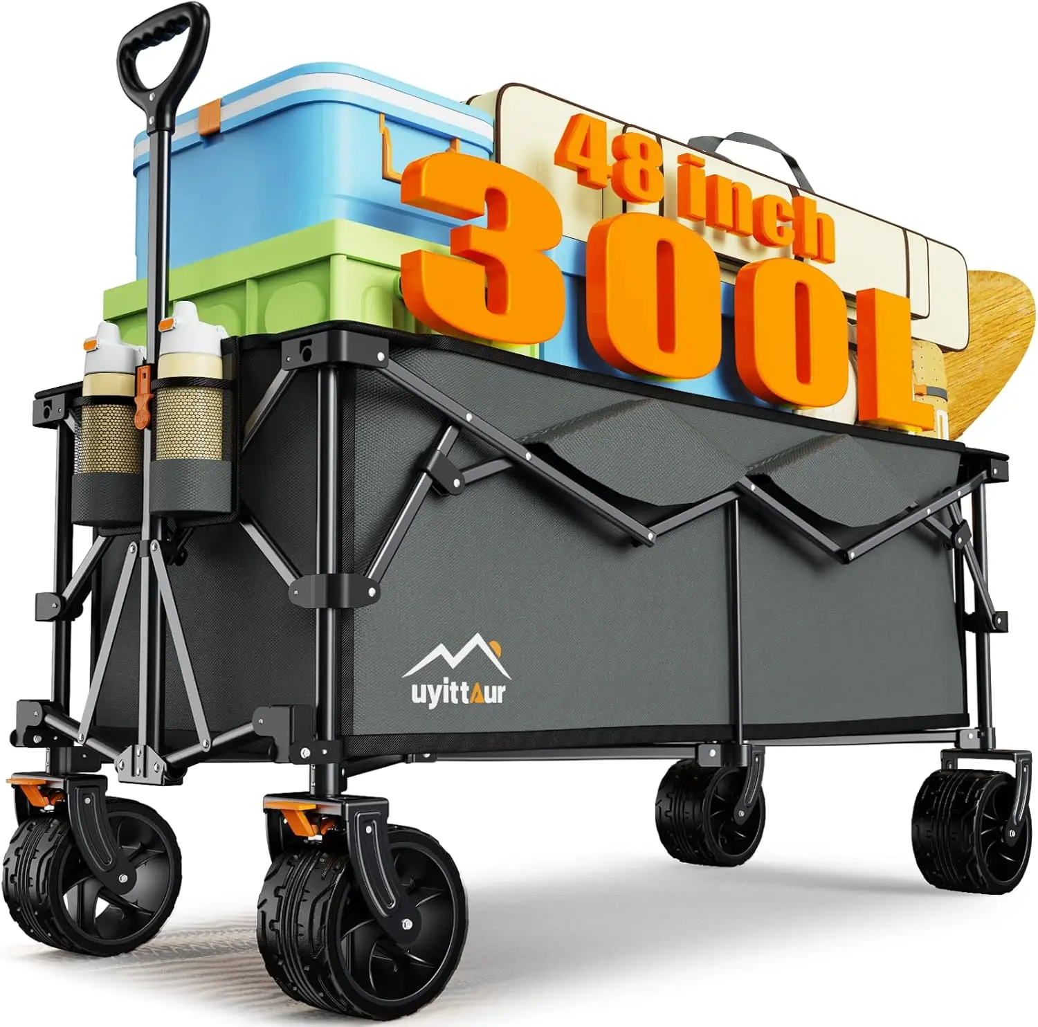 

Очень большой складной складной фургон емкостью 300 л, грузоподъемность 440 фунтов, удлиненный сверхмощный складной пляжный фургон длиной 48 дюймов с большим всеземлением