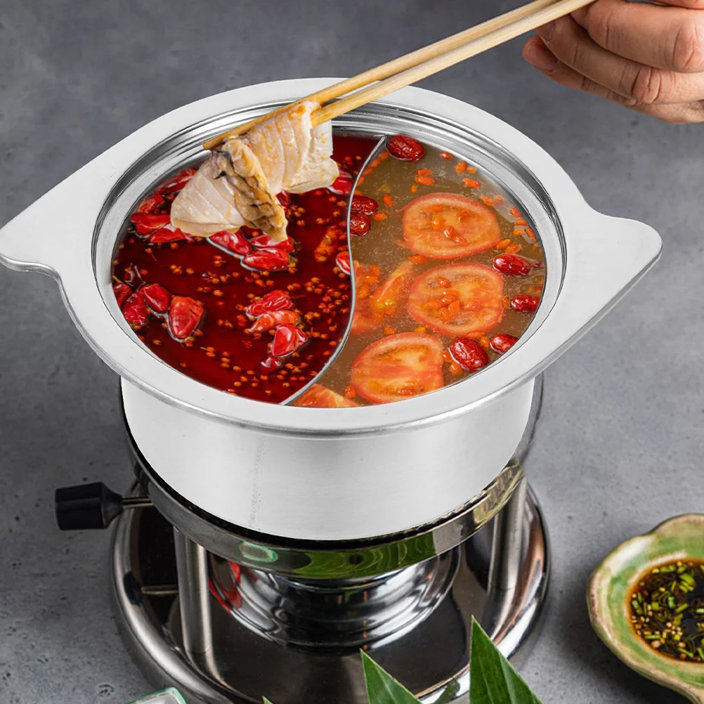 

1 set Divided Stainless Steel Thickened Soup Pan Dual Flavor Hot Pot Large Capacity Cooking Pot With Lid Chinese
