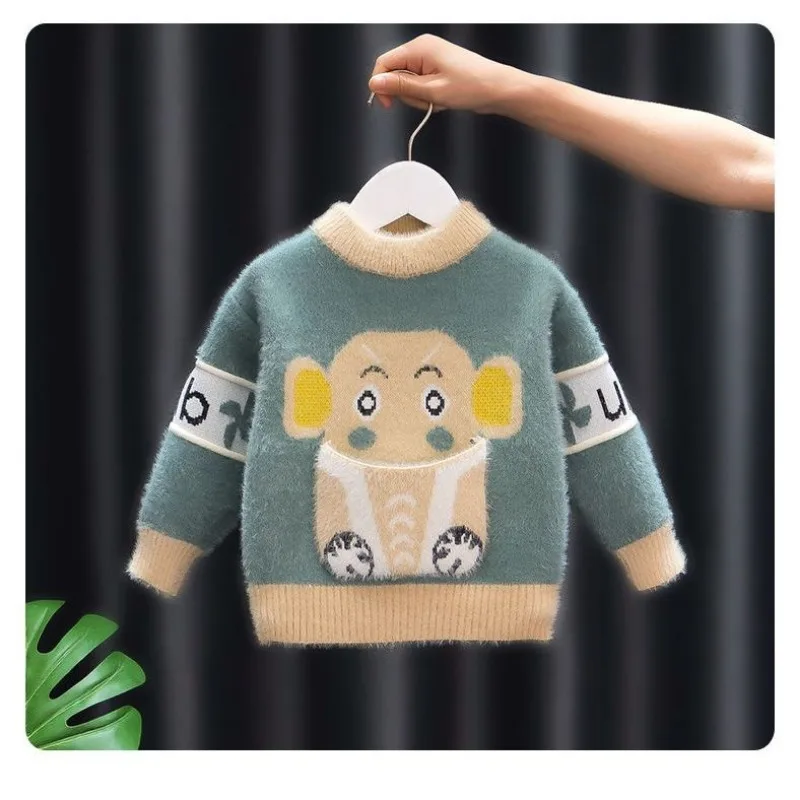 1-6 Years Boys\' Sweater Autumn And Winter New Fashion Warm Children\'s Sweater Cute Baby Jumper Kids Knitted Base Shirt