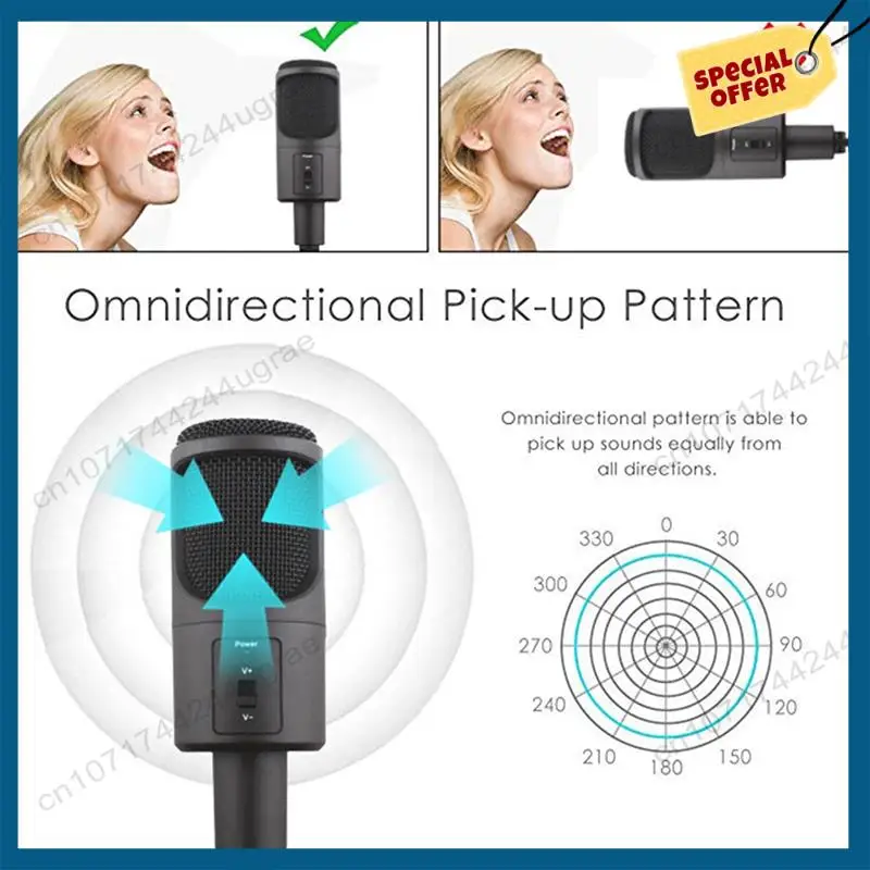 -A15I PC USB Microphone, Podcast Condenser Microphone With Foldable Tripod For Streaming, Gaming, Podcasting, Recording,Laptop D