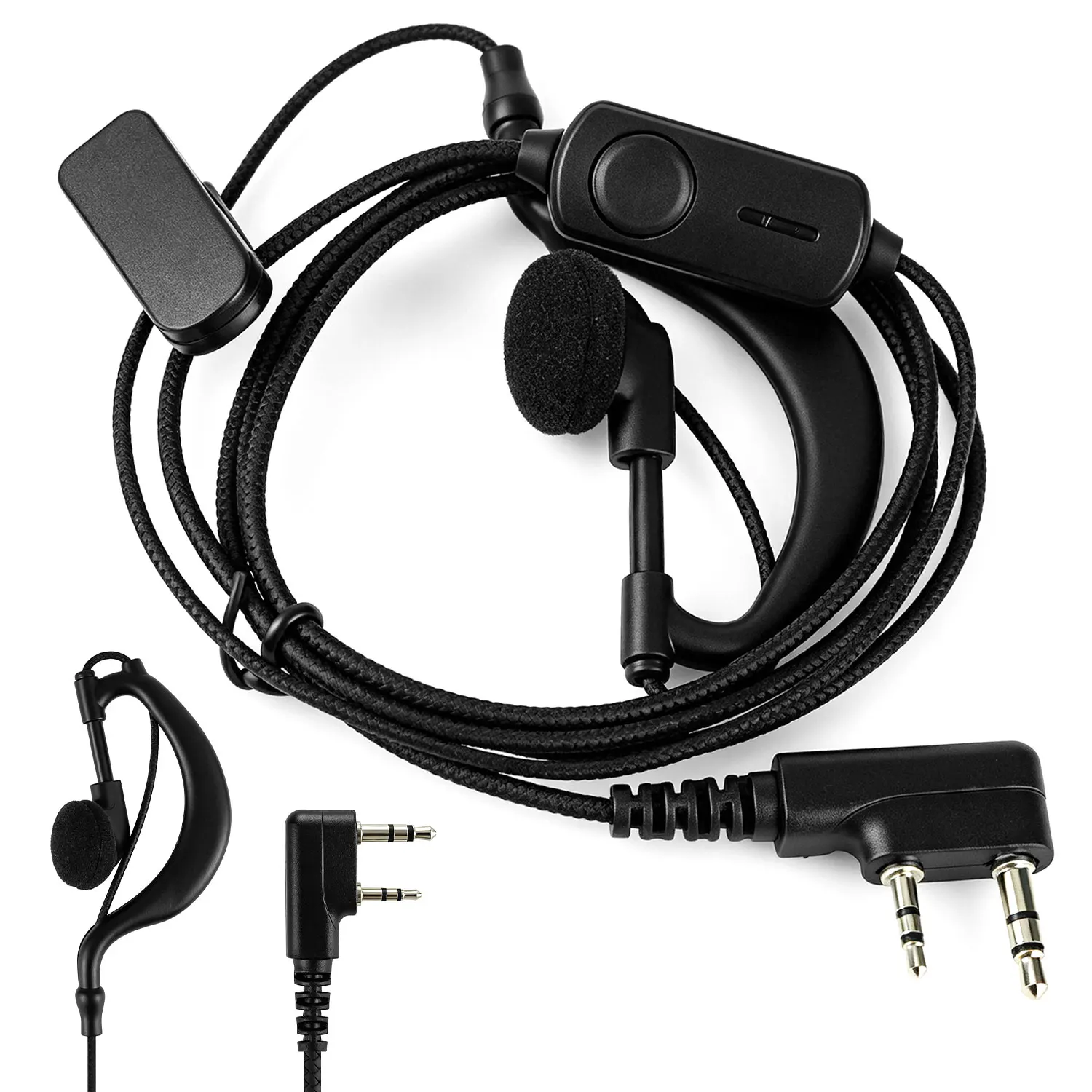 

Earphone K Port Headsets for Walkie Talkie Accessories 2 Pin K Plug with Mic Ear Hook Earpiece for Baofeng BF996 BF630 Headset